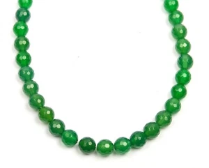 Natural Rare Green Onyx 8 Inch Strand 7-8 MM Faceted Round Shape Gemstone Beads - Picture 1 of 4