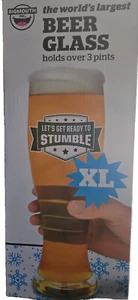 Vaso de cerveza BigMouth 48 oz más grande del mundo ""Let's Get Ready to Trompble"" soplado a mano - Imagen 1 de 4
