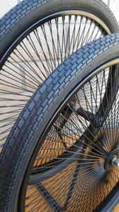 Pair 26" Cruiser Lowrider Bicycle Dayton BLACK Wheels 144 Spokes Tires & Tubes - Picture 1 of 3