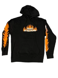 Nav x Good Intentions Hoodie Mens Large Flames Black Orange New in Package - Picture 1 of 6