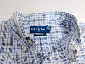 B7 - Polo Ralph Lauren Blue White Check Men's Dress Shirt L/S -XL - Picture 1 of 5