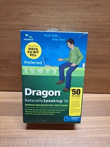 NUANCE DRAGON NATURALLY SPEAKING PREFERRED 10 SPEECH RECOGNITION SOFTWARE DVDROM - Picture 1 of 3