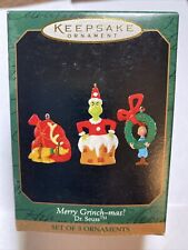 Merry Grinch-Mas! Dr. Seuss The Grinch Stole Christmas Set of 3 Hallmark 1999 NB