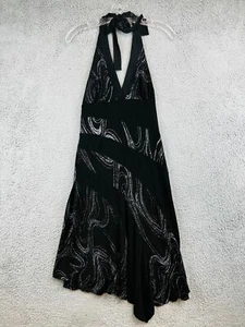 Vintage La Belle Black Halter Dress Women's Size Large L Tie Neck - Picture 1 of 10