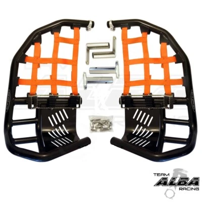 YFZ 450R 450X Nerf Bars Pro Peg Alba Racing Black bars Orange nets 251 T7 BO - Image 1 of 4