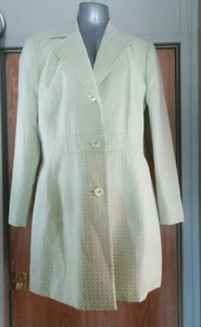 NWT Worthington Spring Fully Lined Pea Coat Women Sz 14 Green White LS Pockets - Picture 1 of 12