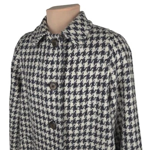 Vtg Aquascutum Womens Gray/Cream Wool Tweed Long Coat & Scarf Size UK 14 (XL) - Picture 1 of 15