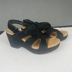 Sandalias Clarks Collection Ultimate Comfort plataforma cuña gamuza negra talla 6 - Imagen 1 de 11