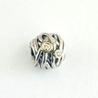 Autentyczny Pandora srebro szterlingowe 14-karatowe złoto diamenty tkane razem charm 790568D
