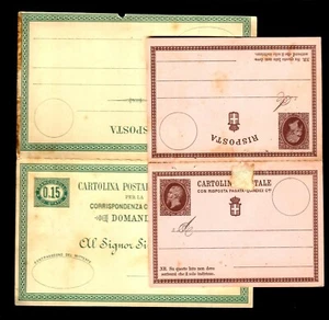 Italy Postal Stationary 4 Double reply Unused 1870-1890 - Picture 1 of 4