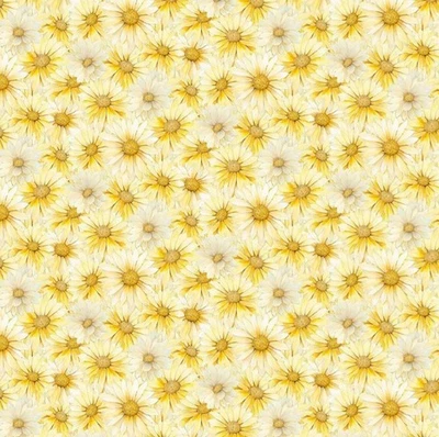 Tela de edredón de algodón Timeless Treasures Forest Whisper amarilla margarita por yarda Foto 1 de 4