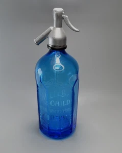 Antike Syphon blaue Glasflasche Miller&Childs Kettering - Bild 1 von 7