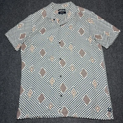 Camisa Roark Abotonada Hombre Grande Azteca Geométrica Manga Corta Informal Algodón Foto 1 de 4