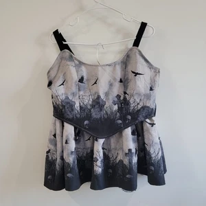 Thorn And Fable Womens Crop Top And Mini Skirt Outfit Size XL Goth Graveyard - Picture 1 of 11