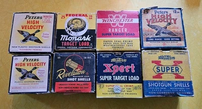 8 Vintage Empty Shotgun Shell Boxes Winchester PetersWestern Revelation Federal! - Image 1 of 3