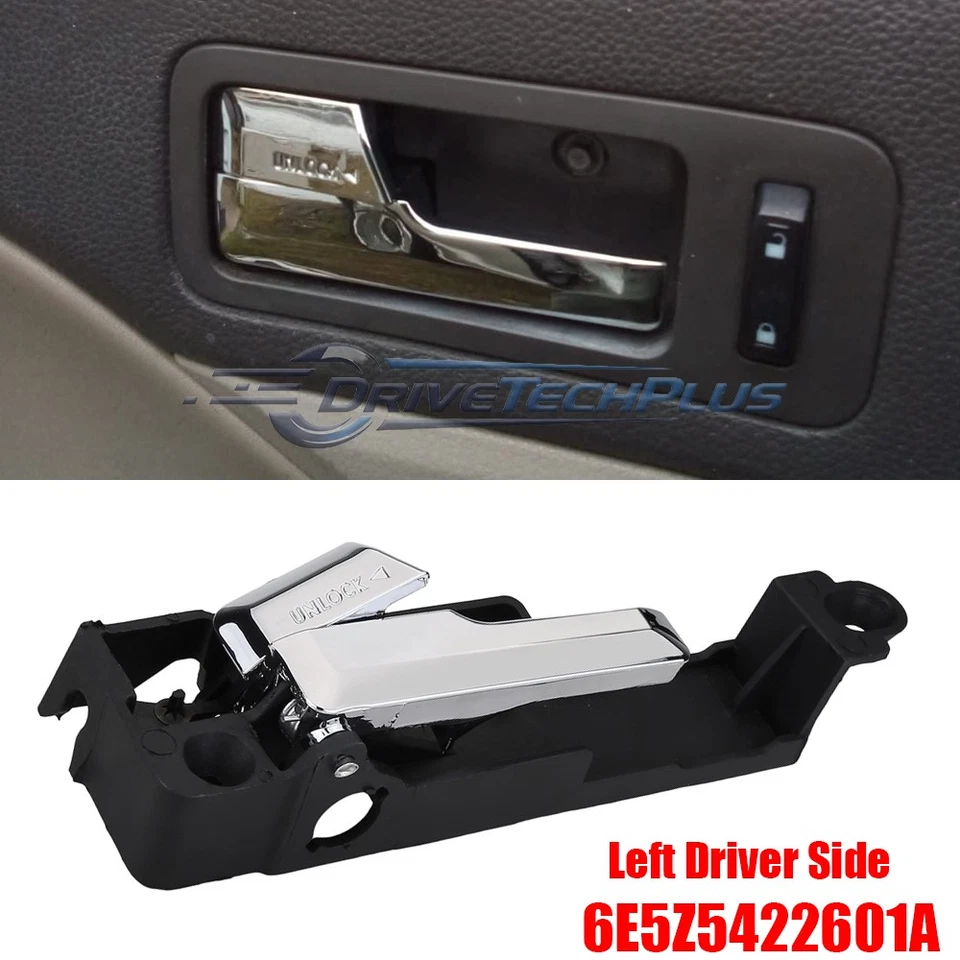Interior Door Handle Front Left Driver Side Chrome Fit for 2006-2012 Ford Fusion - Image 1 of 4