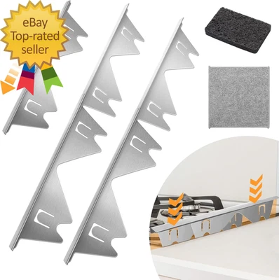 2 Pack Stainless Steel Stove Gap Covers Adjustable Stove Counter Gap Filler - Image 1 of 4