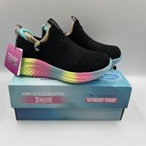 Skechers Stretch Fit Air Cooled Mem Foam Sneaker Schuhe Rainbow Schwarz Kinder 10,5 - Bild 1 von 9