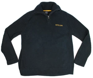 Nautica Jeans Co marineblau schwarz gerippt 100 % Baumwolle 1/4 Reißverschluss Pullover Herren Größe L - Bild 1 von 15