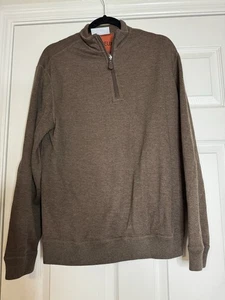 Suéter suéter Cremieux para hombre talla mediana cuarto cremallera parches en el codo marrón - Imagen 1 de 6