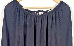 Max Studio Pleated Keyhole Tie Blouse Top Black  XL Whimsygoth Cottage Romantic - Picture 1 of 9