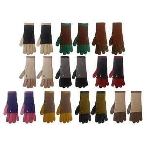 Double Layered Decorative Wool Thread Warm Finger Gloves - Picture 1 of 34