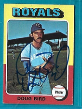 DOUG BIRD signed 1975 Topps MINI baseball card #364 KANSAS CITY ROYALS
