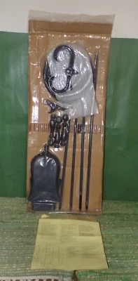 Herramienta de chimenea de hierro fundido Hart NOS de colección 3 piezas Juego con soporte MCM 70s Foto 1 de 4