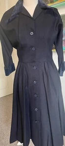 Vestido Belleville Sassoon vintage raro de los años 70. Azul marino... Vestido abrigo de lana - Talla 10 - Imagen 1 de 19