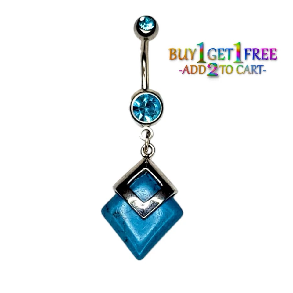 14G ANILLO OMBLIGO AZUL TURQUESA CIRCONITA CÚBICA Joyería Barra Piercing Corporal 9033 4 Foto 1 de 1