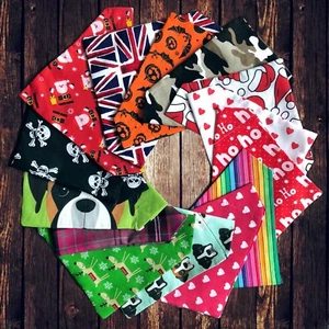 Dog Present Gift Neckerchief Bandana Slide Slip on Collar Scarf Neck Tie Various - Picture 1 of 30