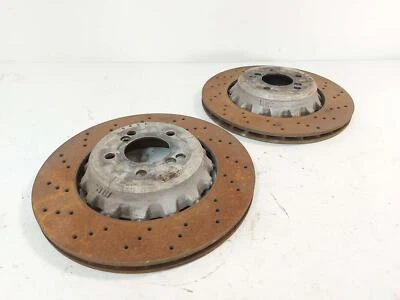 15-18 BMW M3 F80 REAR RH RIGHT & LH LEFT DRILLED BRAKE ROTOR SET 2284812 2284811 - Image 1 of 4