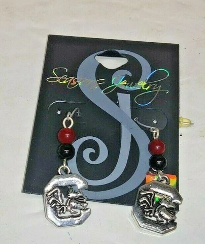 SEASONS NCAA SOUTH CAROLINA GAMECOCKS DANGLE PIERCED EARRINGS NWT Cover