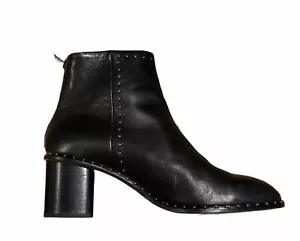 Rag & Bone Black Leather Willow Studded Ankle Boots Size US 7.5/EU 38 - Picture 1 of 8
