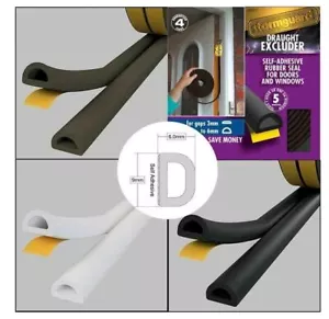 Stormguard EPDM Rubber Seal D Profile Self Adhesive Draught Excluder 5m or 10m - Picture 1 of 15