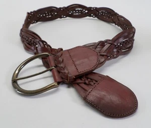 American Eagle Outfitters Leather Belt 30 32 34 Braided Brown - Picture 1 of 11
