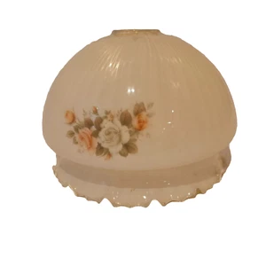 Große Vintage Blumen Glas Deckenleuchte oder Lampenschirm mit gewelltem Rand - Bild 1 von 14