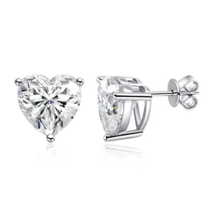 1-4ct Heart Cut Moissanite Stud Earrings 925 Sterling Silver 18K Gold Plated GRA - Picture 1 of 22