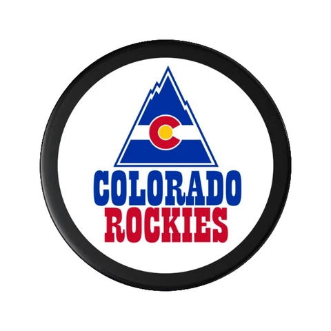 NHL  Colorado Rockies 1980's Retro Style Logo Souvenir Hockey Puck NEW Cover