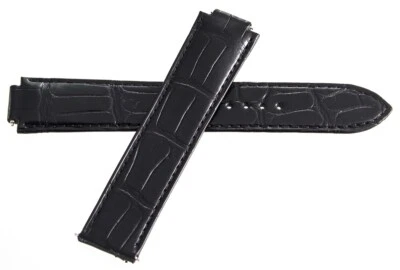 Correa de reloj Cartier de cuero de cocodrilo negro de 20 mm x 18 mm KDAELK97 Foto 1 de 3