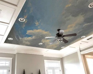 Curly Beautiful Clouds Blue Sky Cloudy Retro Vintage Wallpaper Murals - Picture 1 of 13