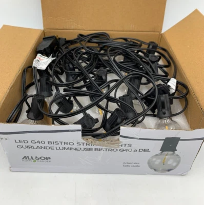 Cadena de luces LED para exteriores Pottery Barn Bistro negras 300" L #9084Y Foto 1 de 3