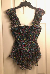 Betsey Johnson floral corset blouse size S - Picture 1 of 5