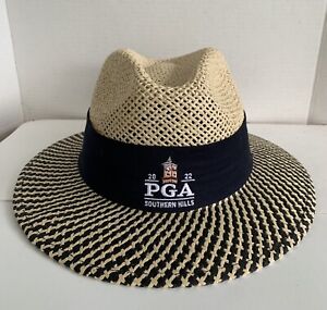 PGA Southern Hills Straw Hat Golf 2022 Woven Wide Brim Size Medium Large Ahead