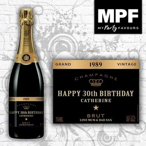 Personalised Champagne Prosecco BRUT Bottle Label - Birthday Any Occasion - Picture 1 of 14
