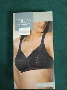 New Sears Timeless Comfort All Day Comfort Bra 42C Soft Cup Full Support Black - Picture 1 of 13