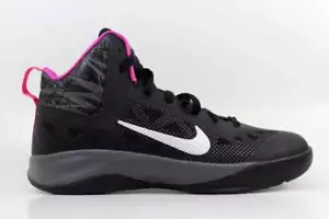 GS NIKE HYPERFUSE RETRO BLACK/METALLIC SILVER/DARK GREY-PINK 616603-002 - Picture 1 of 1