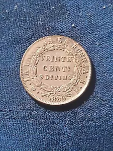 Bolivia 1880 FE 20 Twenty Cents Centavos XF Silver Coin KM#159.1 - Picture 1 of 2