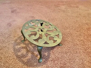 Antique Brass Plant / Iron Stand, Trivet - Picture 1 of 22
