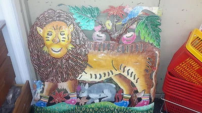 Arte popular de metal animal da selva pendurado na parede (estanho enorme) - Imagem 1 de 4